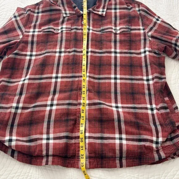 Wrangler ATG Mens Red Plaid Button-Up Heavyweight Flannel Shirt 2XL Outdoor - Picture 8 of 8